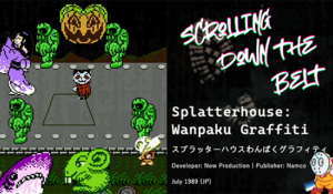 The first Dracula boss from Splatterhouse Wanpaku Graffiti doing the Thriller dance with zombies, along with the giant rat boss, a shark, a Japanese princess, and the Pumpkin King