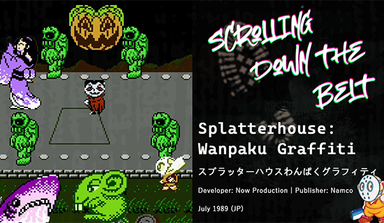 The first Dracula boss from Splatterhouse Wanpaku Graffiti doing the Thriller dance with zombies, along with the giant rat boss, a shark, a Japanese princess, and the Pumpkin King